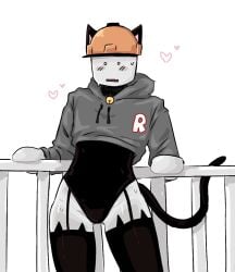 1boy builderman bunnysuit cat_ears colored forsaken_(roblox) heart looking_at_viewer male panties roblox roblox_game robloxian self_upload shy_expression simple_background simple_coloring solo spread_legs standing sweat tagme tail xr3dll