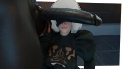 1boy 1boy1girl 1girls 2b_(nier:automata) 3d android android_girl blender blindfold cant_see_the_haters dark-skinned_male dark_skin female female fisherman_2020 interracial light-skinned_female light_skin male nier nier:_automata nier_(series) robot robot_girl short_hair smile smiling white_hair yorha_2b