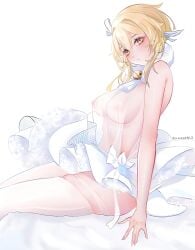 1girls almost_naked almost_nude areolae belly blonde_eyebrows blonde_female blonde_hair blonde_hair blonde_hair_female breasts busty busty_female busty_girl clothes dress exposed exposed_arms exposed_belly exposed_breasts exposed_midriff exposed_nipples exposed_shoulders exposed_thighs exposed_tits exposed_torso female female_focus female_only fingernails fingers genshin_impact hair_ribbon hair_tie head_tilt high_resolution highres large_breasts lean_figure leggings legwear long_hair looking_at_viewer looking_sideways looking_to_the_side lumine_(genshin_impact) midriff mostly_nude naked naked_female naked_woman narrow_waist nearly_nude nipple_bulge nipples nude nude_female nudity outfit over-kneehighs plump_thighs practically_nude ribbon shoulders sideboob simple_background sitting slender_body slender_waist slim_waist solo stockings thick_thighs thigh_highs thighhighs thighs tilted_head topwear uncensored uncensored_breasts uncensored_nipples unosaki2 upper_body white_background yellow_eyes yellow_eyes_female