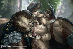 69 2014 abs alien balls color cum cum_in_mouth cum_inside day dreadlocks fellatio gay hi_res male muscles oral oral_sex outdoors pecs penis predator_(franchise) sex todex weapon yautja