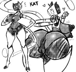 2025 2_toes absurd_res anus ass breasts domestic_cat feet felid feline felis female fingers for_a_head genitals heart_symbol hi_res machine mammal nipples object_head pussy robot solo tail toes vulva zzvinniezz