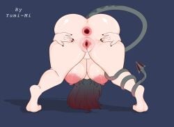 ass ass_focus ass_up asshole black_hair chubby chubby_female female furry jane_doe_(zenless_zone_zero) kemonomimi long_hair nipples pussy rat rat_ears rat_tail solo vagina yumi_mi zenless_zone_zero zzz