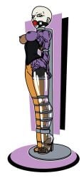 1girls bald_female ball_gag black_and_white bondage bound breasts breasts_out corset dc dc_comics female female_only femsub gag gagged gagged_female genderswap_(mtf) grey_eyes heels high_heels legs_tied legs_together metamorpho raver1357 rule_63 rule_63 solo stationary_restraints