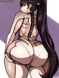 1girls ass ass_support big_ass bottom_heavy brown_hair bubble_butt dat_ass eve_(stellar_blade) fat_ass female female_only gluteal_fold hands_on_ass hands_on_own_ass huge_ass hyperrxgue large_ass long_hair looking_at_viewer looking_back pantylines robot robot_girl skinsuit solo stellar_blade thick_ass thick_thighs thunder_thighs wide_hips