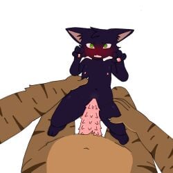 adult_on_cub anthro anthro_on_anthro anthrofied black_fur blush brown_fur cat_ears cat_penis cub feline gay green_eyes guronyan older_male older_male_younger_male penis_on_stomach rape ravenpaw_(warriors) stripes tigerstar_(the_prophecies_begin) tigerstar_(warriors) warriors_(book_series) warriors_(cats) younger_male
