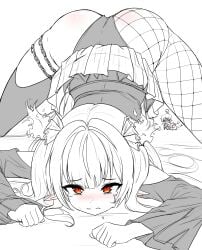 blonde_hair chroma_shift elf_ears elf_female elf_girl female female_focus female_only front_view hag light_skinlight_skinned_female long_hair necromancer nude nude_female pointy_ears red_eyes red_hair ruby_runeheart small_breasts solo solo_focus two_tone_hairchromashift vtuber vtuber_fanart1girls witch youngelf