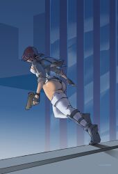 1girls ass behind_view from_behind ghost_in_the_shell kusanagi_motoko leotard licarto solo strapless_leotard white_leotard