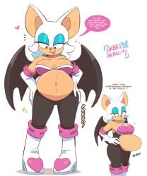 1girls alternative_version arbrianarchy english_dialogue english_text pregnant pregnant_female rouge_the_bat sonic_(series)