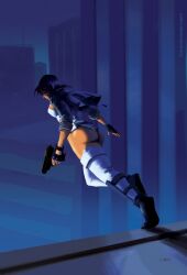1girls ass behind_view from_behind ghost_in_the_shell kusanagi_motoko leotard licarto solo strapless_leotard white_leotard