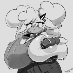 1girls big_breasts blush breasts breasts_bigger_than_head covering digitaldomain123 female huge_breasts hyper hyper_breasts lanolin_the_sheep sonic_(series) tagme