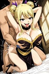 ai_generated breast_press dress fairy_tail lucy_heartfilia ntr omega_weirdo sex_from_behind tongue_out
