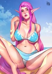 1girls bare_arms bare_belly bare_calves bare_chest bare_hips bare_knees bare_legs bare_midriff bare_navel bare_shoulders bare_skin bare_thighs belly belly_button big_breasts bikini bikini_bottom bikini_only bikini_top blue_background blue_sky boosted_bonobo breasts busty busty_female busty_girl calves character_request cleavage closed_mouth_smile clouds collarbone copyright_request day daylight daytime elbows exposed_arms exposed_belly exposed_chest exposed_hips exposed_legs exposed_midriff exposed_navel exposed_shoulders exposed_skin exposed_thighs feet female female_focus female_only fingers full_body green_eyes green_eyes_female groin halterneck head_tilt high_resolution highres knees large_breasts lean_figure legs_apart legs_spread lips long_hair looking_at_viewer midriff narrow_waist navel outdoor outdoors outside parted_bangs pointy_ears purple_eyebrows purple_hair purple_hair_female pussy shoulders side-tie_bikini sitting sitting_on_ass sitting_on_floor sitting_on_ground sky slender_body slender_waist slim_waist smile smiley_face smiling smiling_at_viewer smirk solo spread_legs spreading_legs spreading_thighs string_bikini swimsuit swimwear thick_thighs thighs tilted_head very_long_hair