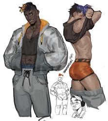 male male_only phoenix_(valorant) seansketches solo_male undressing valorant yoru_(valorant)