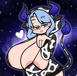 big_breasts blowing_kiss cow_girl huge_breasts jinnsart miilkywayz mommy vtuber