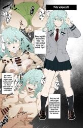 15yo 15yo_girl boku_no_hero_academia cute cute_but_busty cute_face cute_girl female green_hair hagakure_tooru hagakure_tooru_(visible) hero heroine my_hero_academia paizuri paizuri_lead_by_female school_uniform schoolgirl superheroine