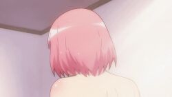 1girls animated animated animated areolae ass back backboob blush breasts_bigger_than_head breasts_squeezed_together butt_crack eyebrows_visible_through_hair female female_focus female_only from_behind from_below futoku_no_guild green_eyes hair_between_eyes hanabata_nohkins huge_breasts indoors inverted_nipples looking_down nipples nude nude_female pink_hair shiny_skin short_hair standing subtitled thick_thighs thighs
