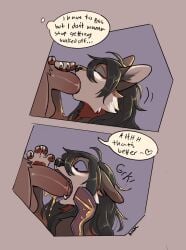 acid_(occultic_acid) anthro black_hair bodily_fluids canid canine canis digital_drawing_(artwork) digital_media_(artwork) drinking drinking_urine fellatio genital_fluids genitals hair hi_res inner_ear_fluff internal internal_oral krakencalamari male male/male mammal nonbinary_(lore) oral oral_penetration peeing peeing_inside penetration penile penis penis_in_mouth piss_whore red_wolf sex simple_background solo_focus sound_effects surprised surprised_expression text tongue tuft urine urine_drip urine_in_mouth urine_stream watersports wolf