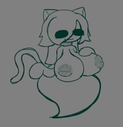ass big_ass big_breasts big_butt breasts cat_ears cat_tail catgirl choker female gacha gacha_heat gacha_life ghost ghost_girl gray_background koracaesh mawomee_(koracaesh) neko original_character sketch