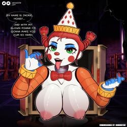big_breasts breasts breasts_out clown clown_girl edwin_murray female five_nights_at_freddy's five_nights_at_freddy's:_secret_of_the_mimic jackie_(fnaf) kevwrite meme_reference my_name_is_the_fucking_mimic_oh_yeah