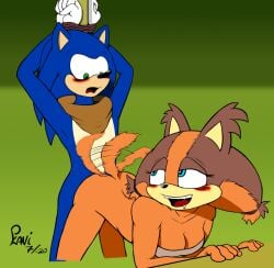 1boy 1girls badger boomerang_(tv_network) cartoon_network female femdom hedgehog jungle_badger majike male peikani sega sonic_boom sonic_the_hedgehog sonic_the_hedgehog_(series) sticks_the_badger sticks_the_jungle_badger