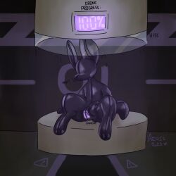 1:1 2023 aegisdraws after_transformation ambiguous_gender ambiguous_species anthro bulge bulge_rubbing chastity_bulge chastity_device clothing colored digital_drawing_(artwork) digital_media_(artwork) drone dronesuit dronification english_text eyeless glistening glistening_clothing hi_res implied_permanent inside interior_background latex latex_body latex_clothing latex_skinsuit lock_bulge lock_symbol mouthless muffled null_bulge null_bulge_squeeze onomatopoeia percentage screen self_grope shaded signature sitting skinsuit solo sound_effects tail text tight_clothing