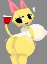 2025 :3 anthro anus ass_focus big_breasts blush breasts clothing dandy's_world dress eyelashes feline female female female_focus female_only genitals hearts_around_head huge_breasts long_ears long_tail looking_back pinap_juice pussy scraps_(dandy's_world) see-through showing_ass showing_pussy solo tail thick_thighs
