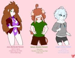 1girl2boys bahnjo_(cafe_risque) bartender breeder butler cafe_risque character_profile character_select colored farmer femboy ghost_boy juno_(cafe_risque) light-skinned_female light-skinned_femboy monarch_breaker sfw waiter waitress widget_(cafe_risque)
