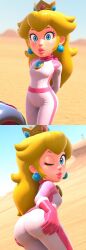 1girls 2025 3d ai_generated blonde_hair blue_eyes canyon civitai crown curious d3rmal desert earrings female female_only grabbing grabbing_ass hand_behind_back lips long_hair looking_at_viewer mario_(series) mario_kart_world motorcycle multiple_images nintendo princess_peach racing_suit solo spread_ass tagme visible_pussy wink