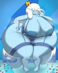 1girls adventure_time arcueidoblunder areola_slip areolae ass background big_ass big_breasts breasts cartoon_network crown dripping female heart heart_symbol huge_ass huge_breasts ice_queen_(adventure_time) large_ass large_breasts long_hair looking_at_viewer nipple_bulge nipples queen sweat thick_thighs thunder_thighs white_hair