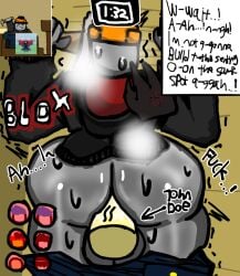 2boys artlurkervx ass_focus ass_sweat blocky_body builderman builderman_(forsaken) english_text forsaken_(roblox) gay gay_sex grey_skin hard_hat heavy_breathing huge_ass huge_balls huge_cock john_doe_(forsaken) john_doe_(roblox) male male/male male_only penis_in_ass precum roblox roblox_game robloxian self_upload shoulder_grab sweating text yellow_body
