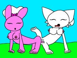 2futas breasts feet futa_on_futa futa_only futa_sans_balls futanari futanari_penetrated futanari_penetrating mutual_penetration nipples pickypiggyfruits pink_futa pinki_(sprunki) sprunki vaginal_penetration vaginal_sex wenda_(sprunki) white_futa