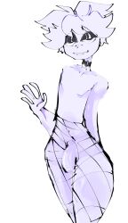 1boy alfiensfw black_eyes collar femboy fishnets flaccid male penis roblox robloxian source_request tagme white_hair white_skin