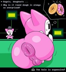1boy ass_focus balls big_ass deltarune deltarune_chapter_2 dialogue donut_anus plugboy tagme text undertale_(series)