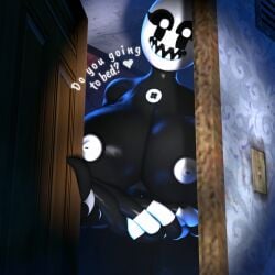 3d 3d_(artwork) black_body breasts breasts_bigger_than_head breasts_out dark_skin female female_only five_nights_at_freddy's five_nights_at_freddy's_4 fnaf fnaf_4 glowing_eyes huge_ass huge_breasts large_breasts larger_female looking_at_viewer night nightmarionne nipples nude nude_female solo source_filmmaker_(artwork) standing
