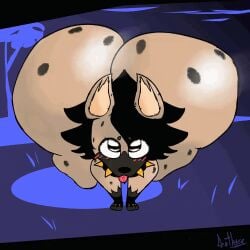 ambiguous_gender animated blush comission g0th1cc1 hyena massive_ass massive_butt original_character shaking shaking_butt silly silly_face spiked_collar tagme tongue_out