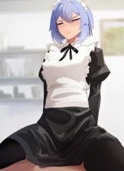 2d_animation animated atkoart blue_hair clothed_sex cowgirl_position cum_in_pussy internal_view lewdeniva maid sound tagme video