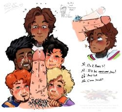 6boys astonished big_penis black_hair blonde_hair blush blush_lines brown_hair cum cum_drip cum_on_face date_everything denial dialogue doodle gangbang gay_sex ginger_hair hank_1_(date_everything) hank_2_(date_everything) hank_3_(date_everything) hank_4_(date_everything) hank_5_(date_everything) jean_loo_pissoir looking_at_viewer male male_only multiple_boys penis pubic_hair recoil self_upload sweat sweating text the_hanks_(date_everything) transparent_png watermark