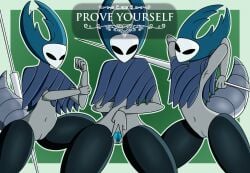 female holding_weapon hollow_knight mantis_lord no_artist no_artist_signature no_source text weapon
