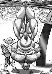 1boy ball big_breasts big_penis blood crushing cut dead death eyes female gay goblin goblin_male gore guro male male_only monster muscles muscular only penectomy penis