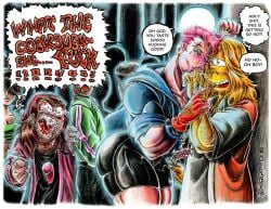 2020 amazon angry ass bart_simpson big_woman bike_shorts club crossover fairly_odd_parents flirting jealous lips nervous nervous_smile overwatch pink_hair pissed_off short_shorts skillet91 sucking_fingers text text_bubble the_fairly_oddparents the_simpsons thicc thick thick_thighs thighs timmy_turner traditional_art traditional_media traditional_media_(artwork) zarya