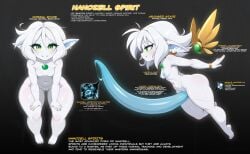 ai ai_generated big_penis blue_penis body_markings english_text female futanari green_eyes huge_cock las_lindas nanozell_spirit nude penis simple_background tapering_penis text white_body white_hair