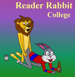 anal anthro bottle can clothing cum feline fur furry furry_only gay lagomorph lion male no_humans rabbit reader_rabbit reader_rabbit_(series) sam_the_lion text unknown_artist