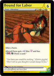 anthro arms_behind_back bondage bound breasts farr farr_o_halifax female femsub forced_labor furoticon furry hard_labor nude plow plow_pulling rodent slave slave_labor squirrel tcg trading_card_game yoke