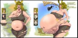 3girls baldur's_gate_3 big_belly big_breasts bones_in_belly burping burping_up_clothes digestion female female_pred female_prey karlach oc original_character rabidbunny sequence shadowheart vore vore_belly