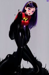 ai_generated bodysuit corruption female_only liquid_latex part_of_a_set the_incredibles transformation violet_parr