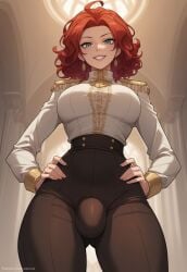 1futa 1futanari ai_generated alicia_magentano big_breasts big_penis blue_eyes bulge bulge_through_clothing character_request curly_hair dickgirl earrings erect_penis erection eyelashes futanari grin grinning grinning_at_viewer hair hands_on_hips indoors looking_at_viewer makeup medium_hair pants penis queen red_hair seductive seductive_eyes seductive_look seductive_mouth seductive_pose seductive_smile shirt smile smiling smiling_at_viewer smooth_skin taker_pov the_greatest_estate_developer velonix