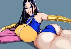 alternate_body_type bubble_butt fat_ass hourglass_figure katara latex_clothing leotard lying_down makeup plump_butt ssktch thick_ass thighighs