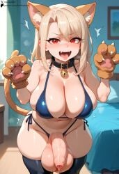 1futa ai_generated bikini blush cat_ears cat_tail catgirl collar embarrassed fate_(series) flaccid foreskin futanari huge_balls huge_breasts huge_cock illyasviel_von_einzbern large_breasts looking_at_viewer open_mouth paw_gloves paw_pose penis_out self_upload starskyai steam steaming_body sweat thick_thighs thighhighs