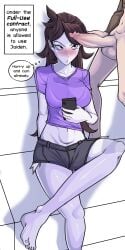 ahoykoi blush bra_visible_through_clothes dick_on_face jaiden jaiden_animations jaidenanimations open_mouth