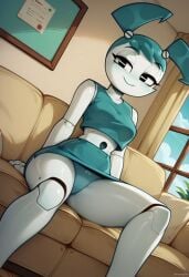 1girls ai_generated android jenny_wakeman legs_apart looking_at_viewer my_life_as_a_teenage_robot nickelodeon nicktoons panties pantyshot robot robot_girl skirt underwear upskirt xj-9